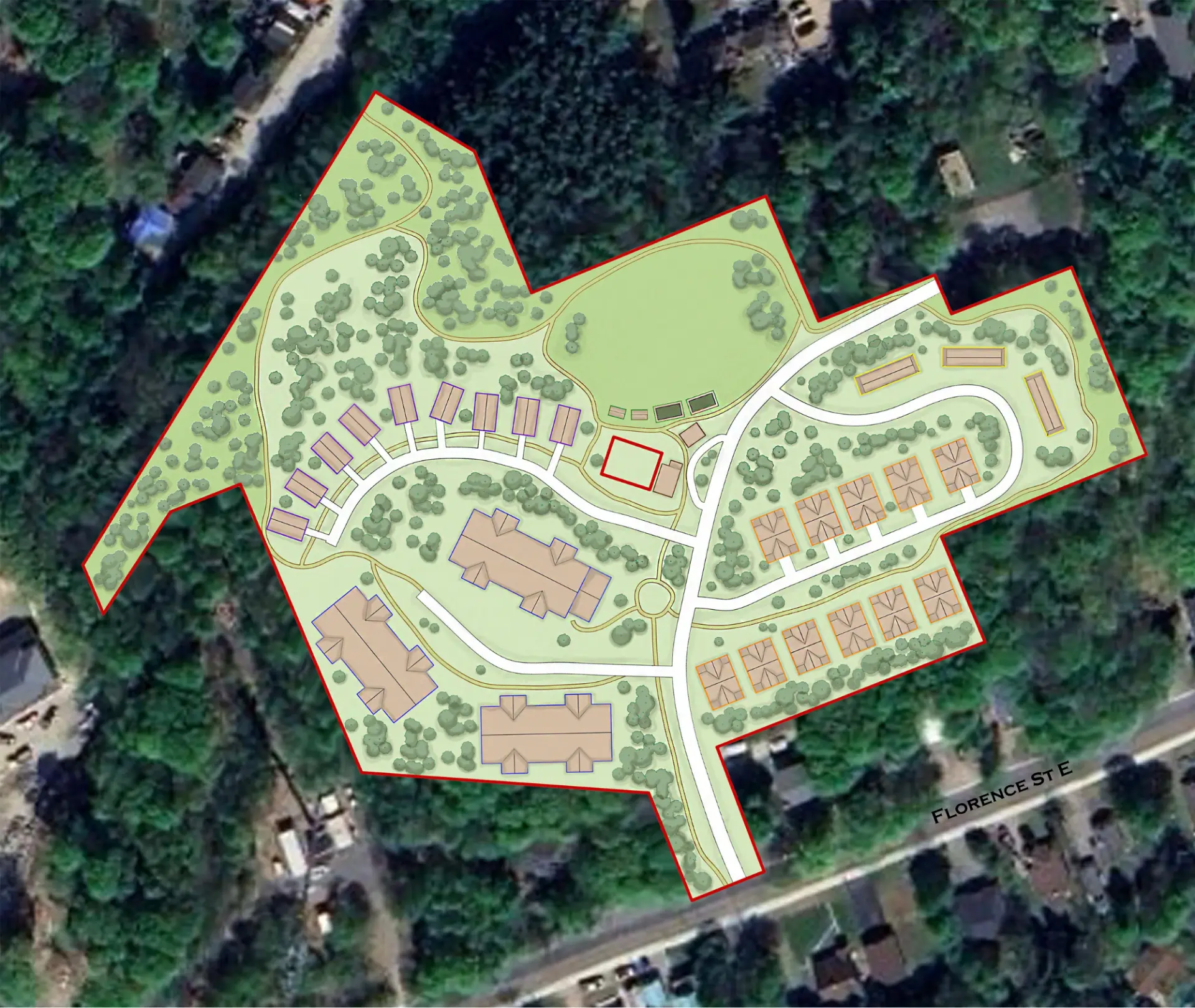 Florence Street project site plan for affordable housing in Huntsville, Muskoka